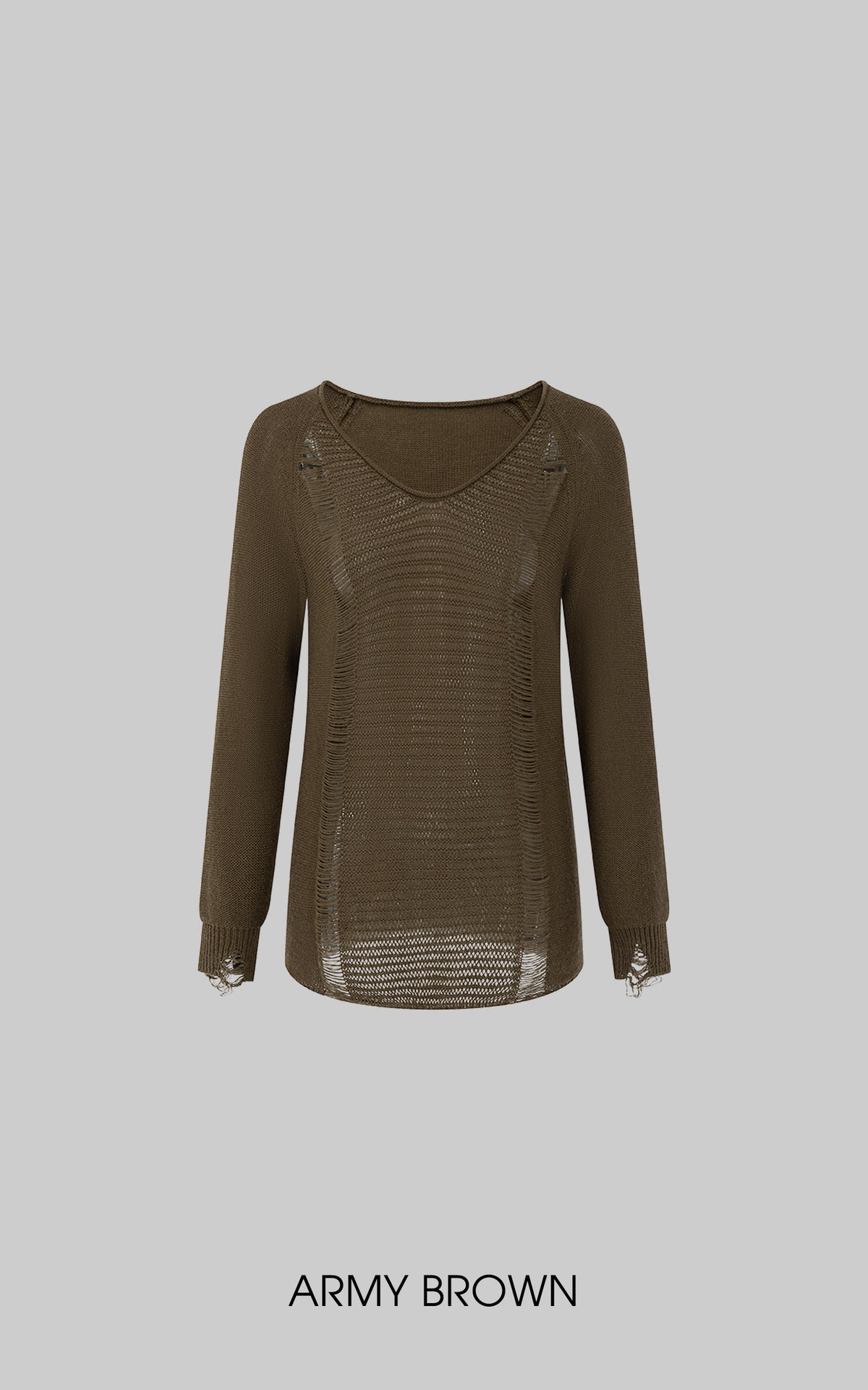 IAMXIAA Distressed Open Knit Oversized Sweater