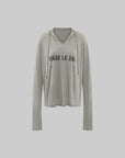 Rase le sol グレー フード付き プリント 長袖Tシャツ