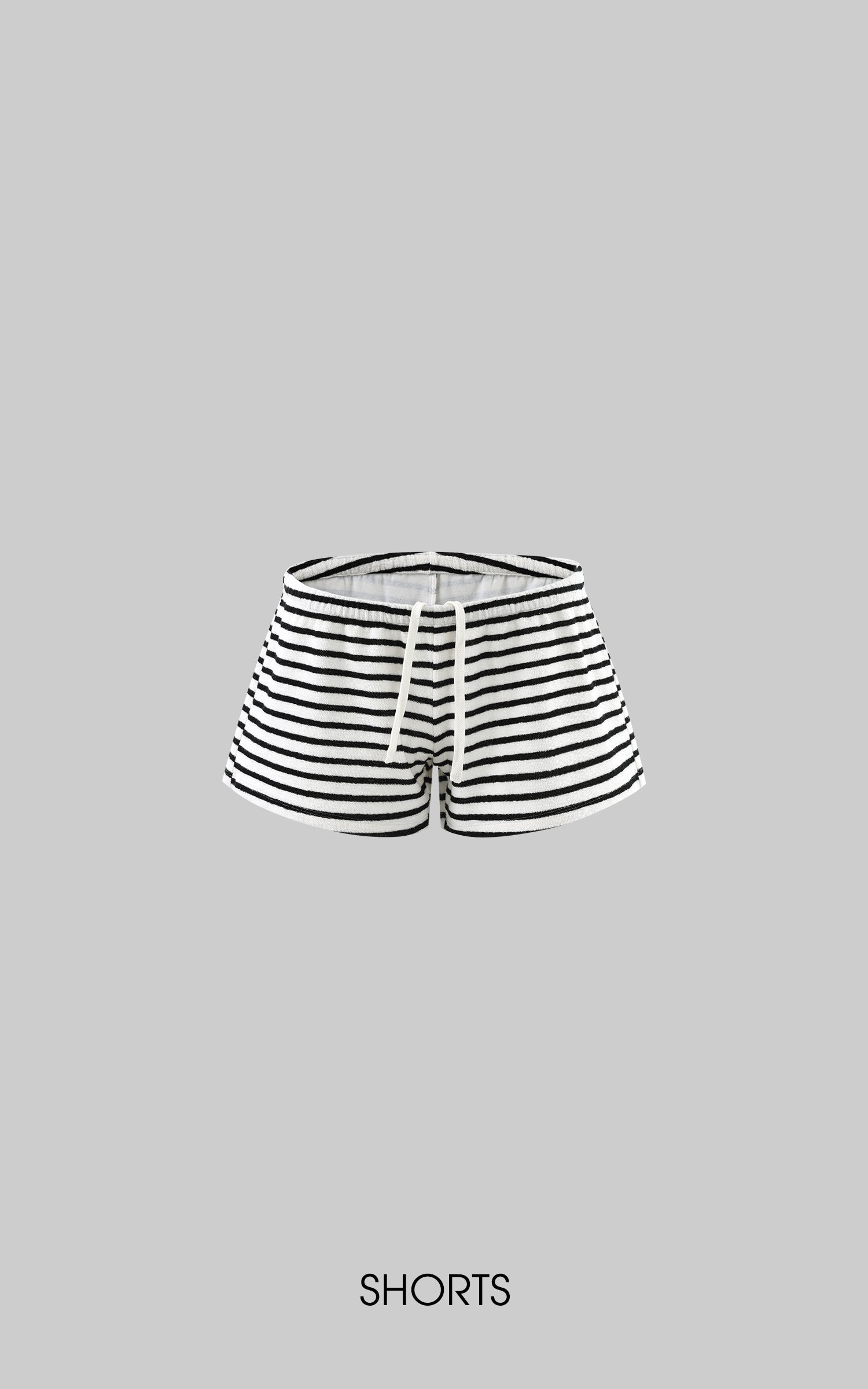 ROVENTE Striped Terry Zip Hoodie &amp; Shorts Set