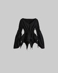 DOINDULGE Smocked Waist Ruffle Hem Blouse