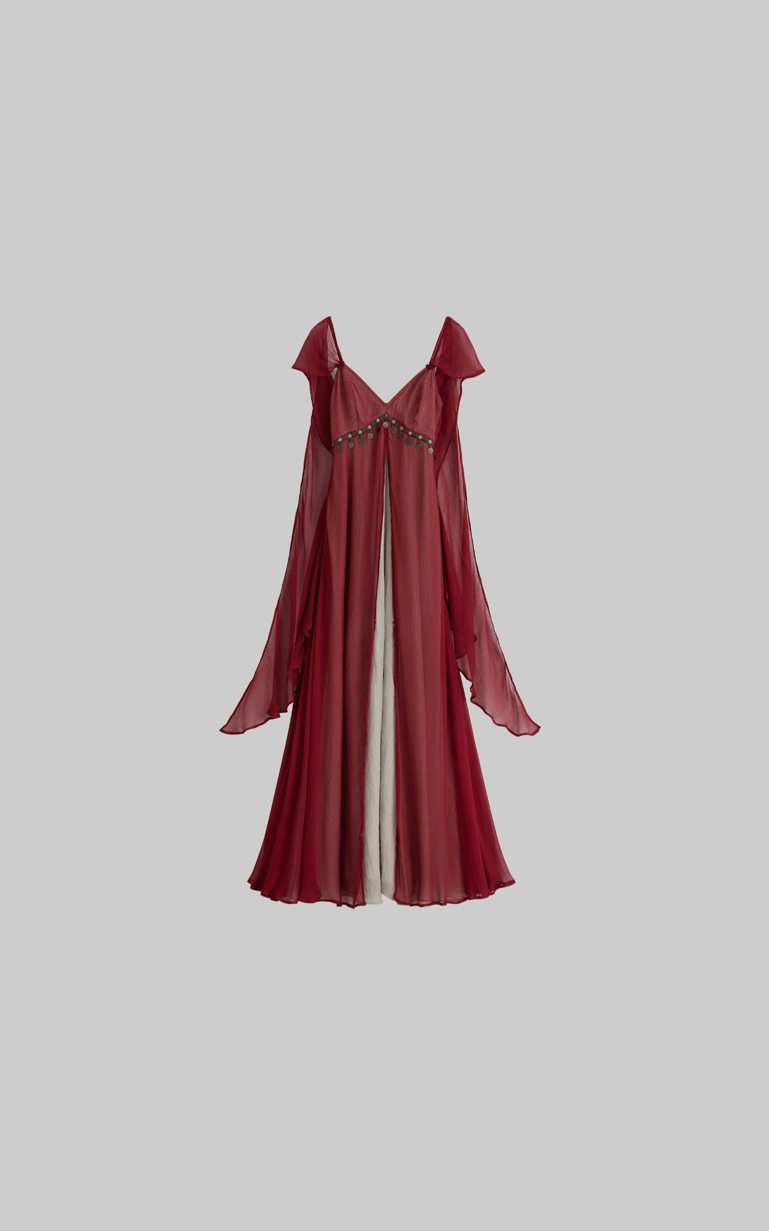 DOINDULGE V-Neck Sheer Layered Maxi Dress