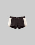 WARDEN EDGE Short en similicuir à empiècements avec détails contrastés en shearling
