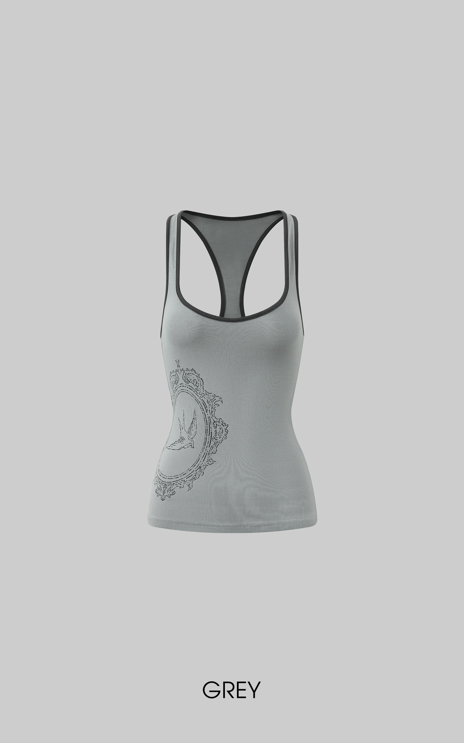Rase Le Sol Contrast Frame Print Ribbed Fitted Top - PINKPARKS