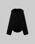 Hydrae Oversized Hooded Teddy Jacket with Curved Hem
