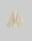 DOINDULGE Sheer Draped Wrap Longline Cardigan