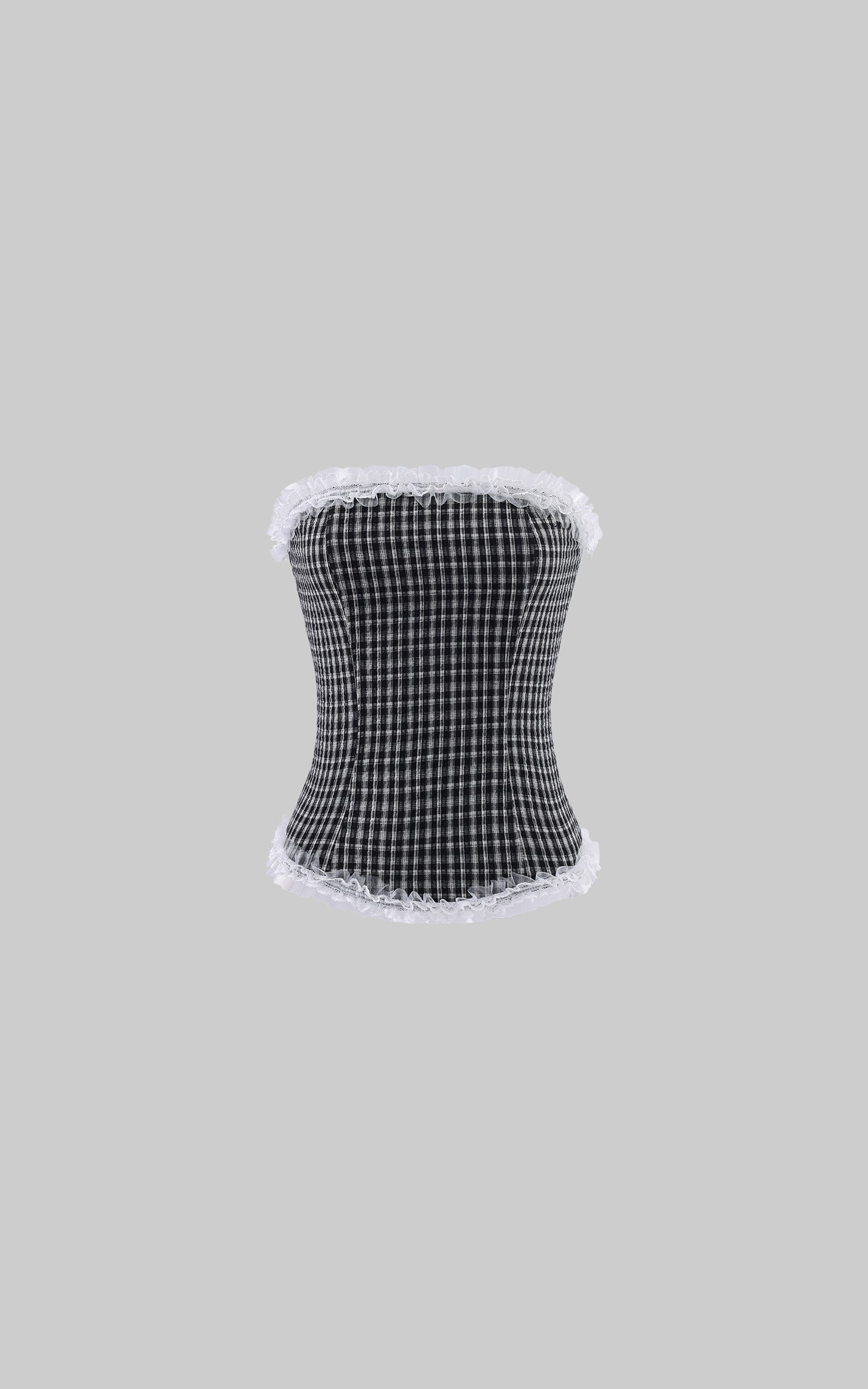 Rase le sol Black &amp; White Gingham Structured Strapless Corset Top
