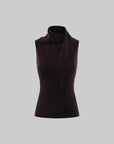 Hydrae Sculpted Drape High-Neck Scarf Detail Sleeveless Top