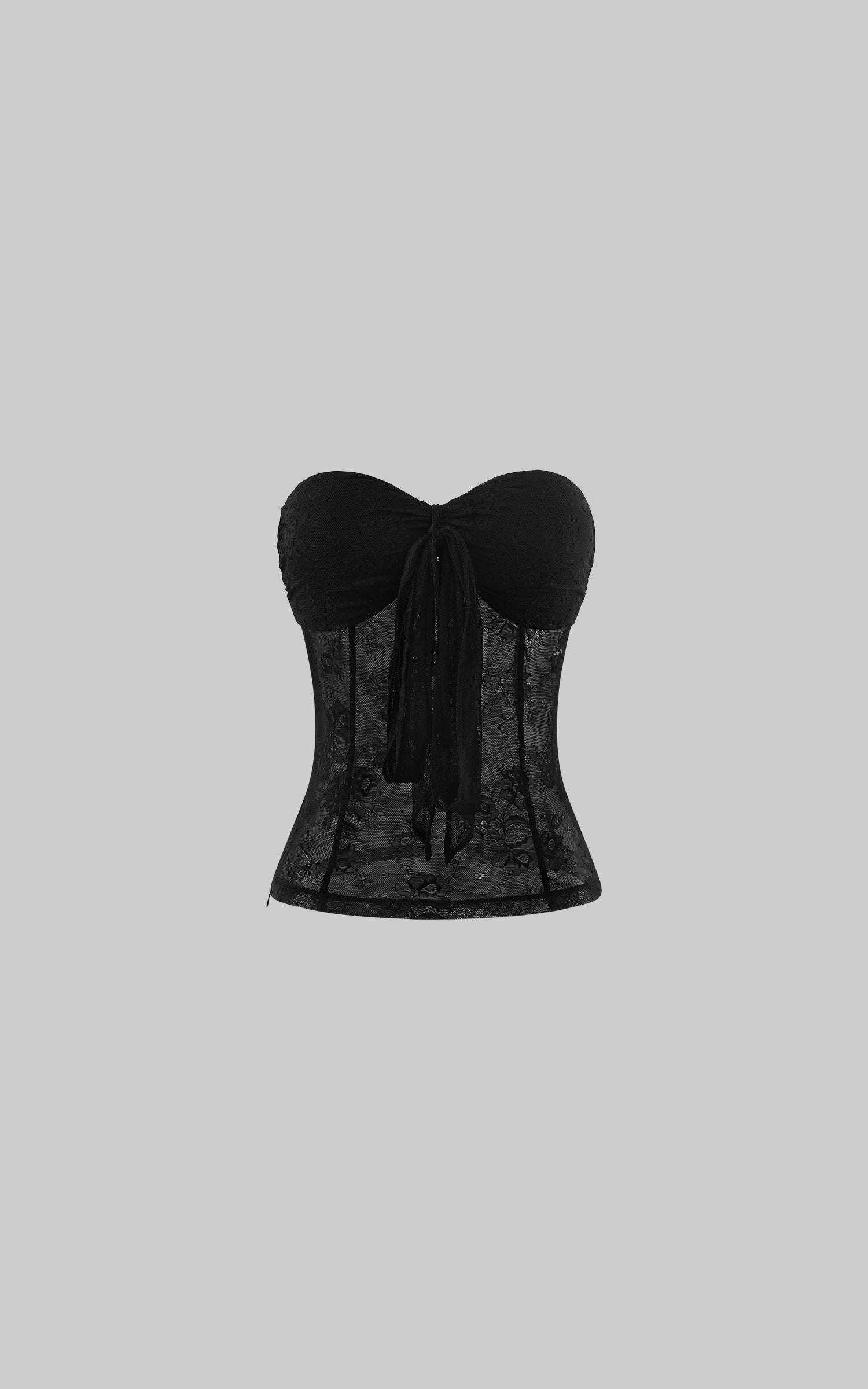 0122stepll Noir Lace Draped Corset Top
