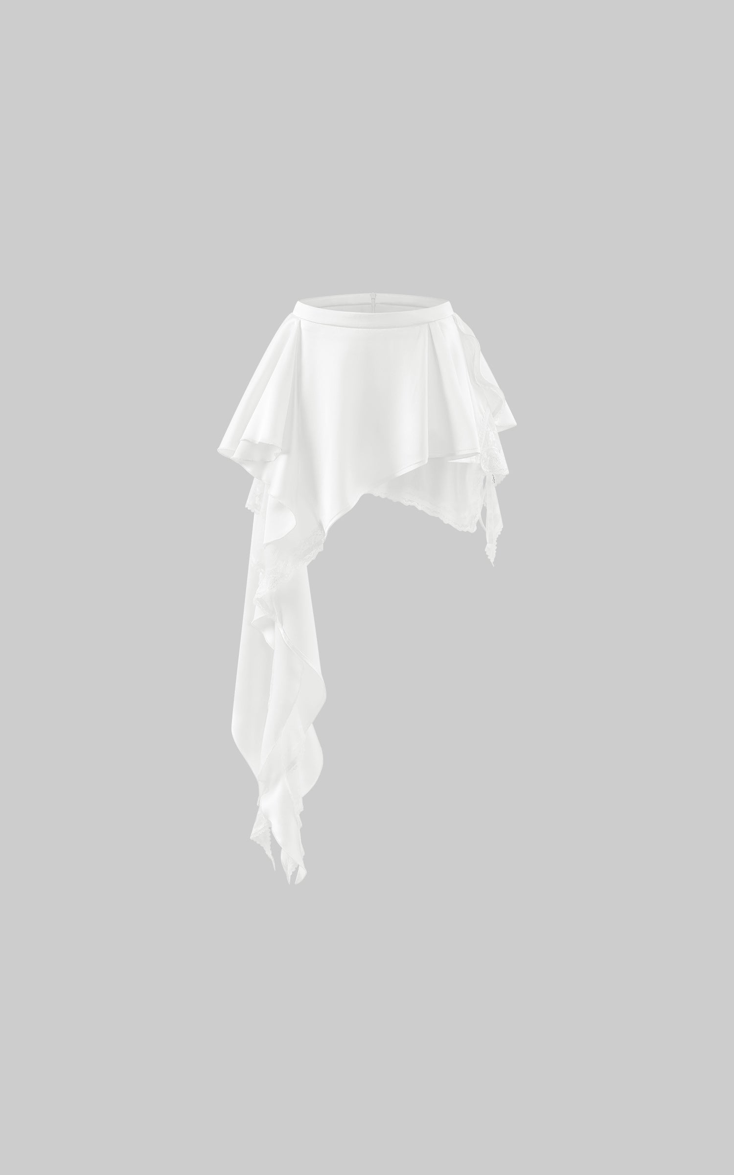 WARDEN EDGE Asymmetric Lace-Trim Mini Skirt