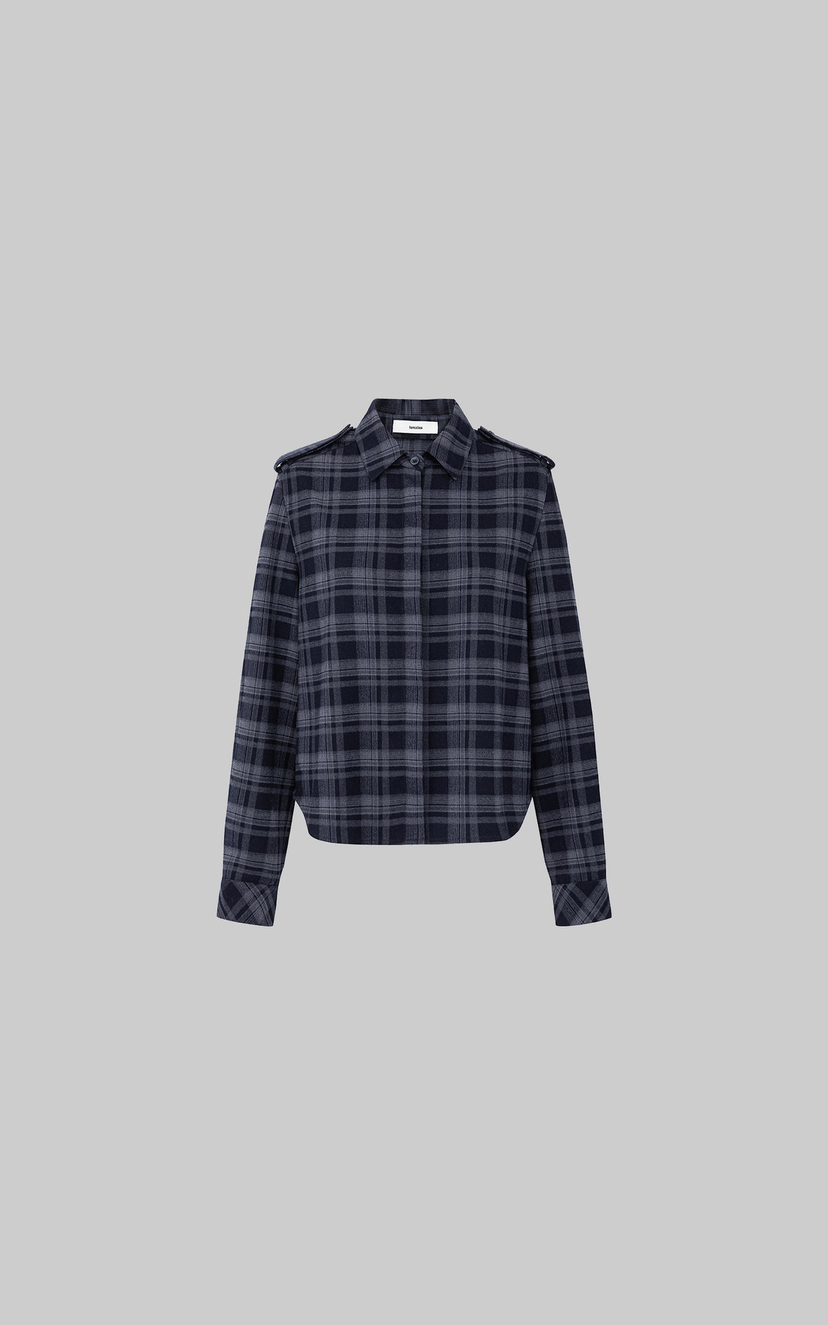 IAMXIAA Chemise à carreaux foncés avec épaulettes