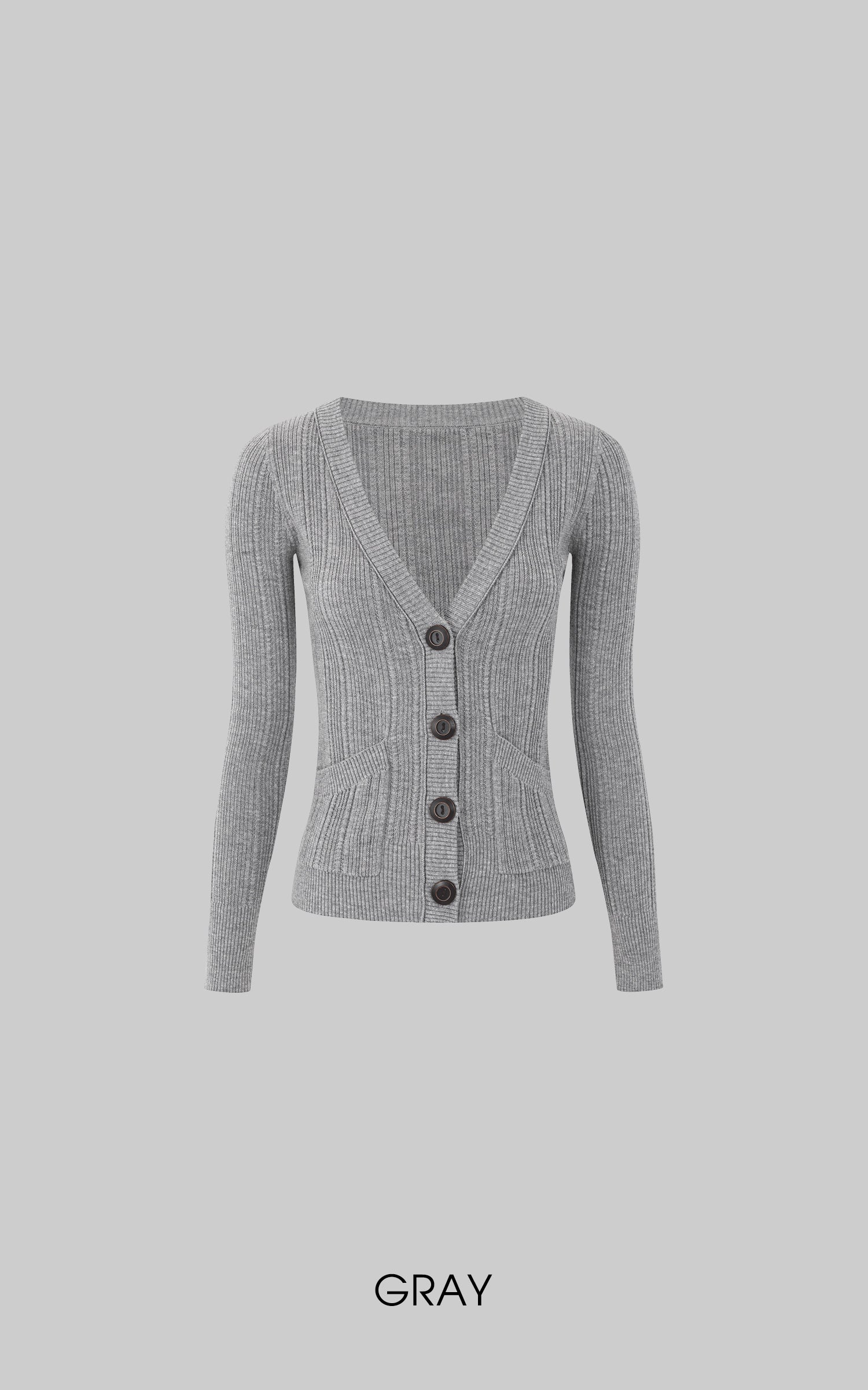 Cardigan en maille ajusté à côtes, col en V profond