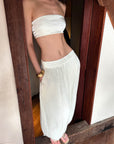 0122stepll Strapless Bandeau Top & Low-Rise Balloon Pants Set