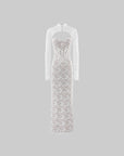 ROVENTE Ivory Lace Corset Cutout Maxi Dress