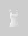Rase le sol Cross-Stitched Winged Strap Bow Tank Top - PINKPARKS
