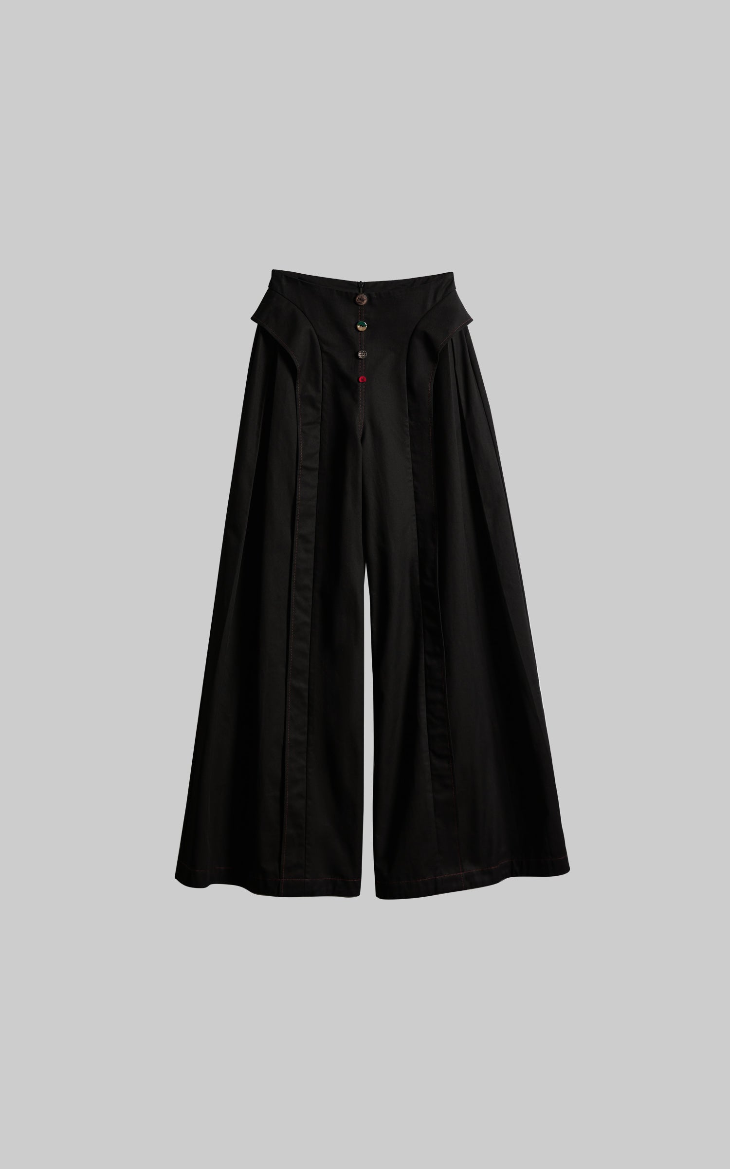 DOINDULGE Wide-Leg Trousers with Multi-Button Detail