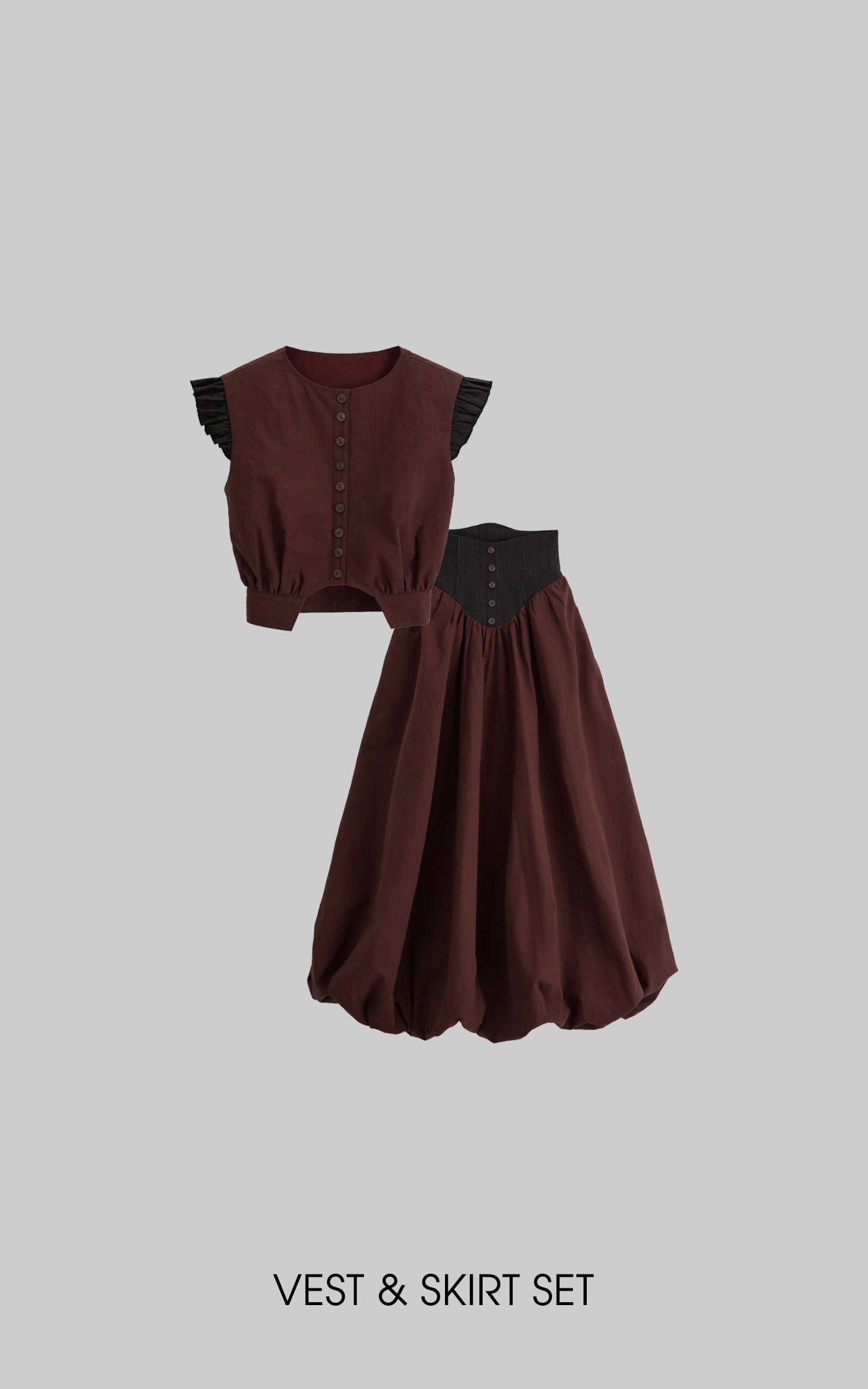 DOINDULGE Corset Waist Bubble Hem Maxi Skirt