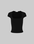 IAMXIAA Square Neck Fitted Short Sleeve T-Shirt