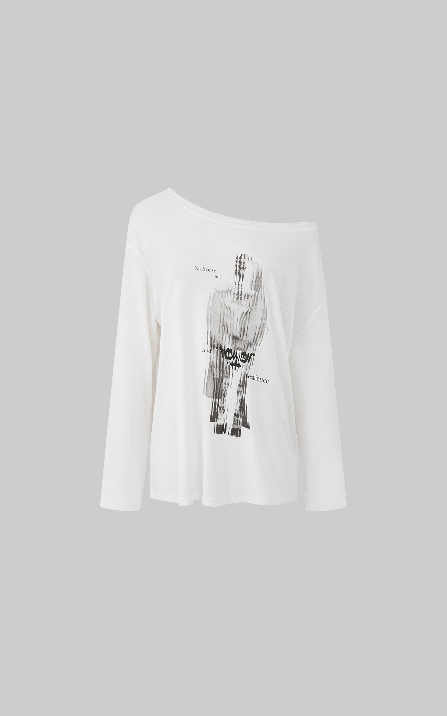 0122stepll Distorted Graphic Off-Shoulder Oversized Long Sleeve Top