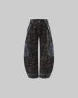 Rase le sol Washed Camo Barrel-Leg Cargo Pants