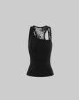 0122stepll Floral Lace Panel Racerback Tank Top