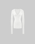 0122stepll Haut à manches longues et col en V profond