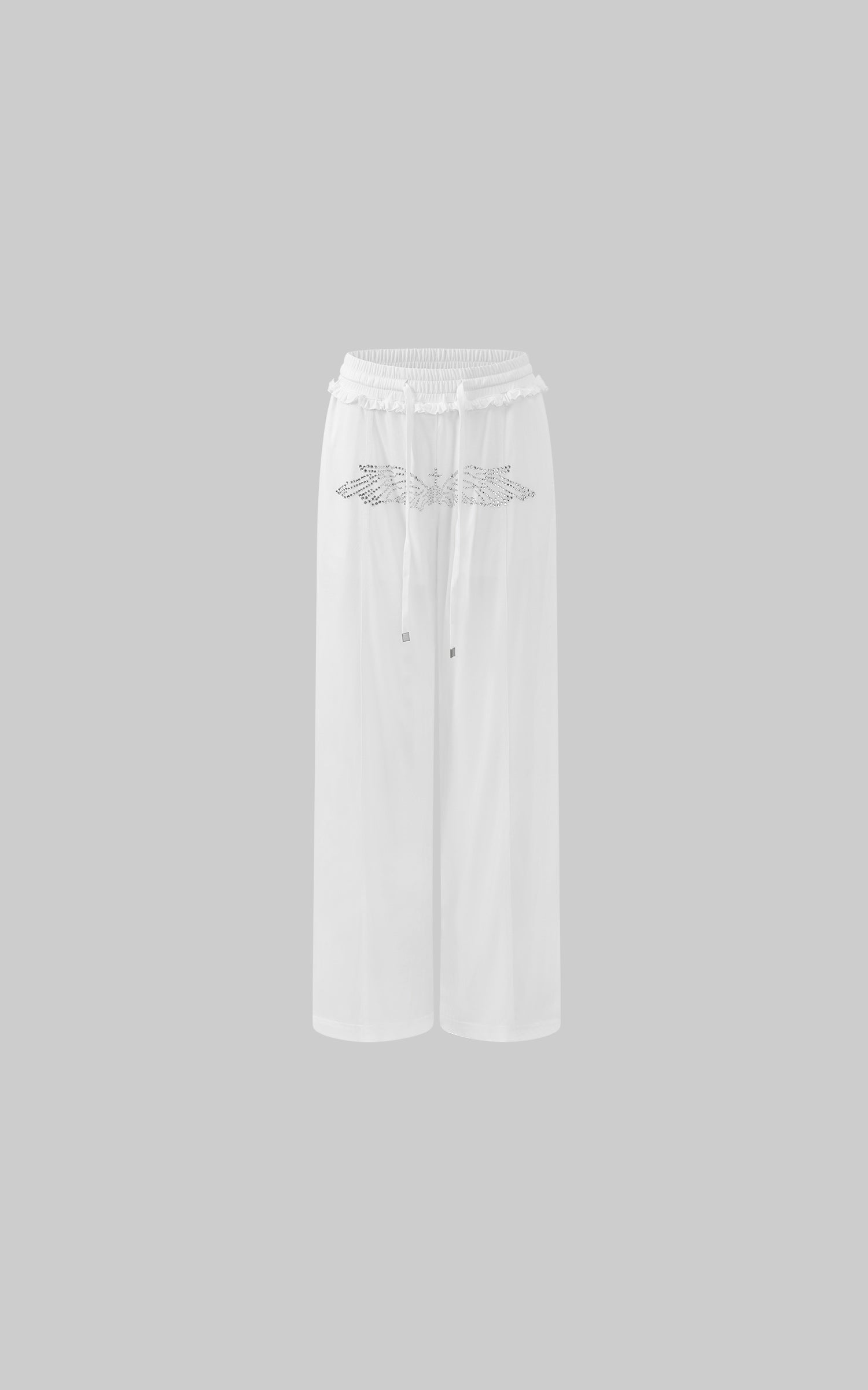 Rase le sol Rhinestone Wing Motif Wide-Leg Pants - PINKPARKS