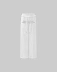 Rase le sol Rhinestone Wing Motif Wide-Leg Pants - PINKPARKS