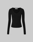 IAMXIAA Studded V-Neck Long Sleeve Tee
