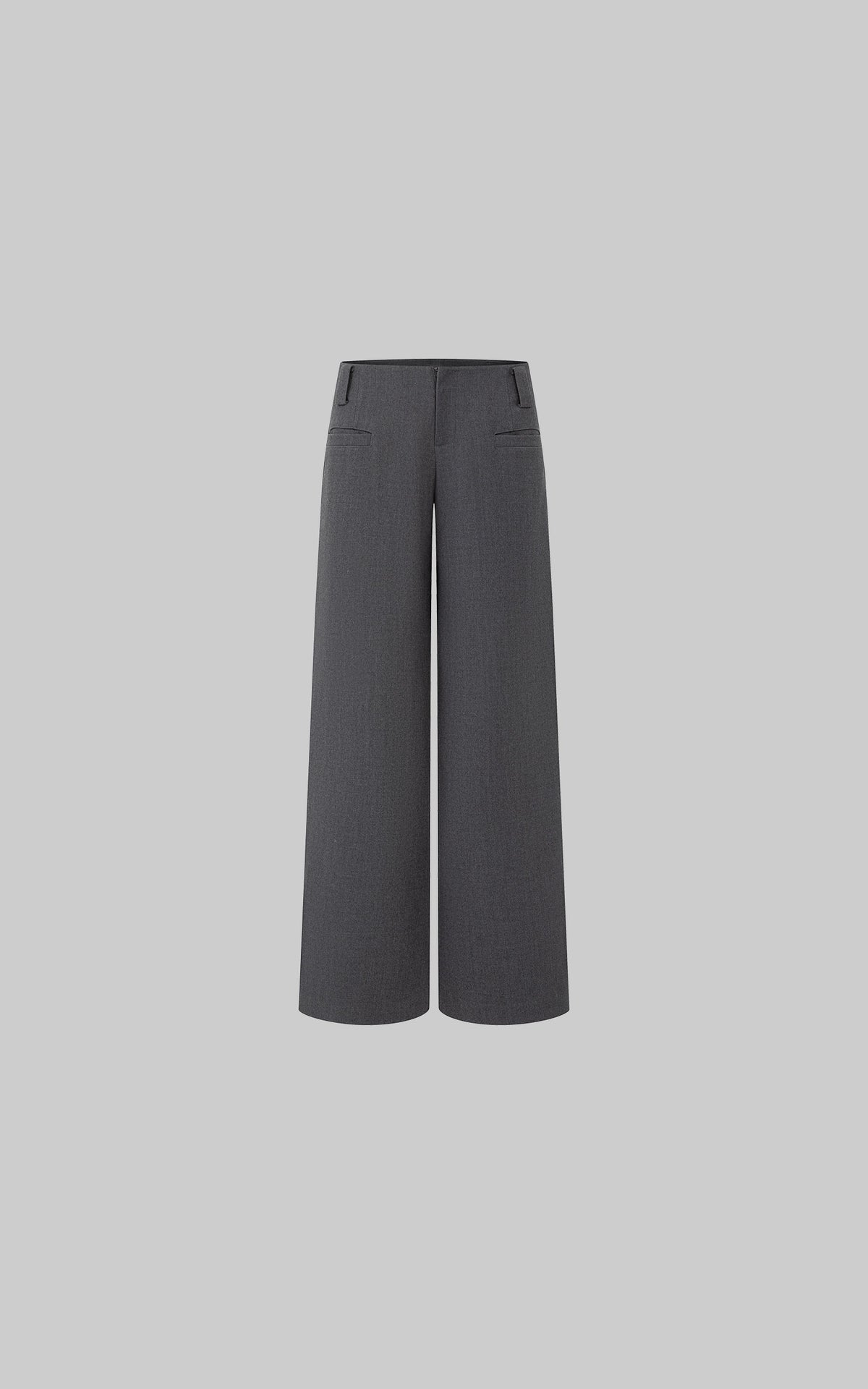 IAMXIAA Low-Rise Tailored Extra Wide-Leg Pants with Minimal Welt Pocket Details