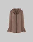 Hydrae Ruffle Collar Sheer Bell-Sleeve Blouse
