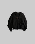 DOINDULGE Sculptural Cable-Knit Cardigan with Oversized Sleeves