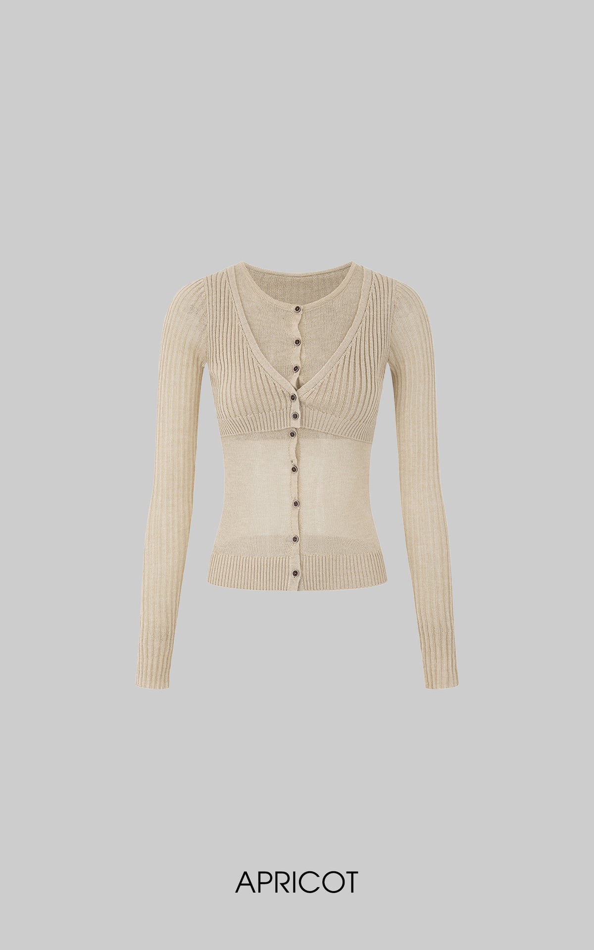 IAMXIAA Layered Sheer Ribbed Knit Cardigan