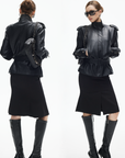 IAMXIAA Wool-Like High Waist Fishtail Midi Skirt with Raw Edge Hem