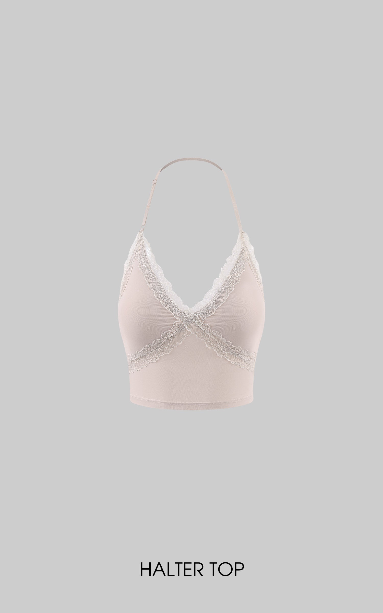 Hydrae Ensemble trois pièces nude avec dentelle et fronces pour détente