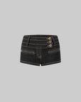 IAMXIAA Triple-Button Low-Rise Denim Micro Shorts