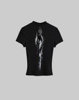 DOINDULGE Mock Neck Keyhole Fitted T-Shirt