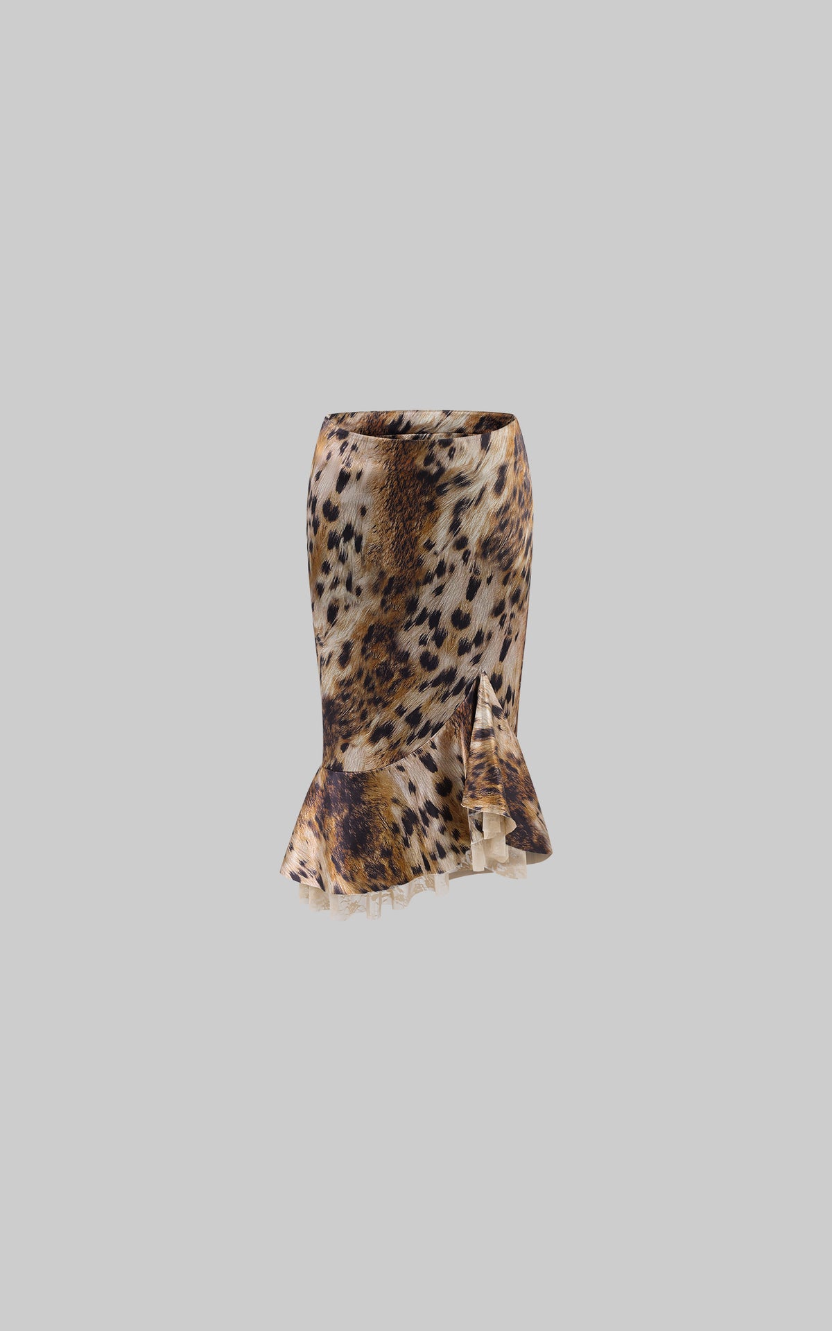 0122stepll Wild Instinct Leopard Ruffle Midi Skirt