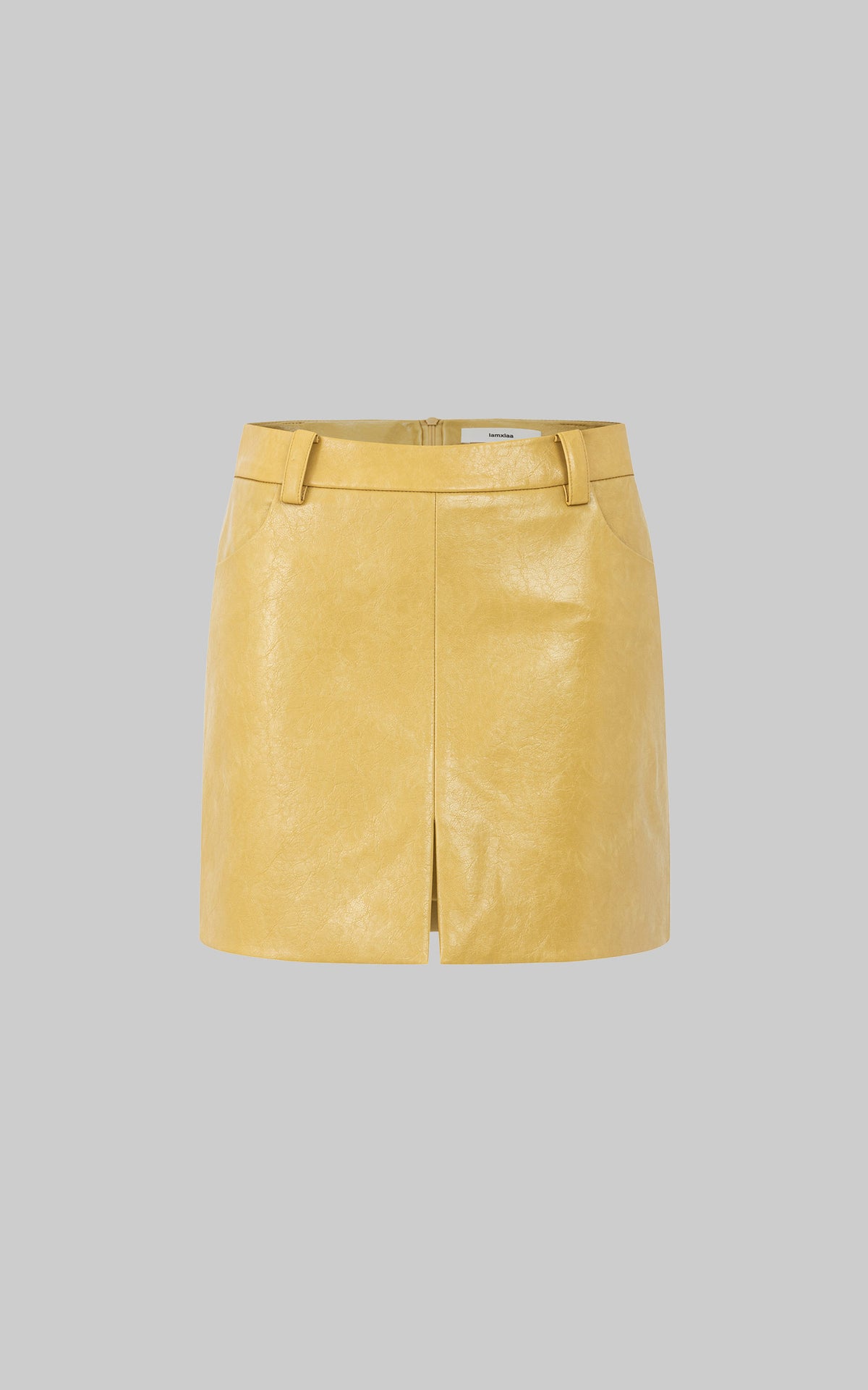 IAMXIAA Mini-jupe fendue devant effet cuir délavé vintage
