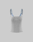 Hydrae Striped Lace-Trim Square Neck Cami Top