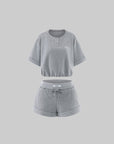 WARDEN EDGE Waffle Crop Tee & Drawstring Shorts Set