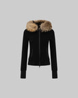 IAMXIAA Fitted Zip-Up Jacket with Detachable Faux Fur Hood