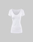 Rase le sol Star Emblem Ruched Scoop Neck Top