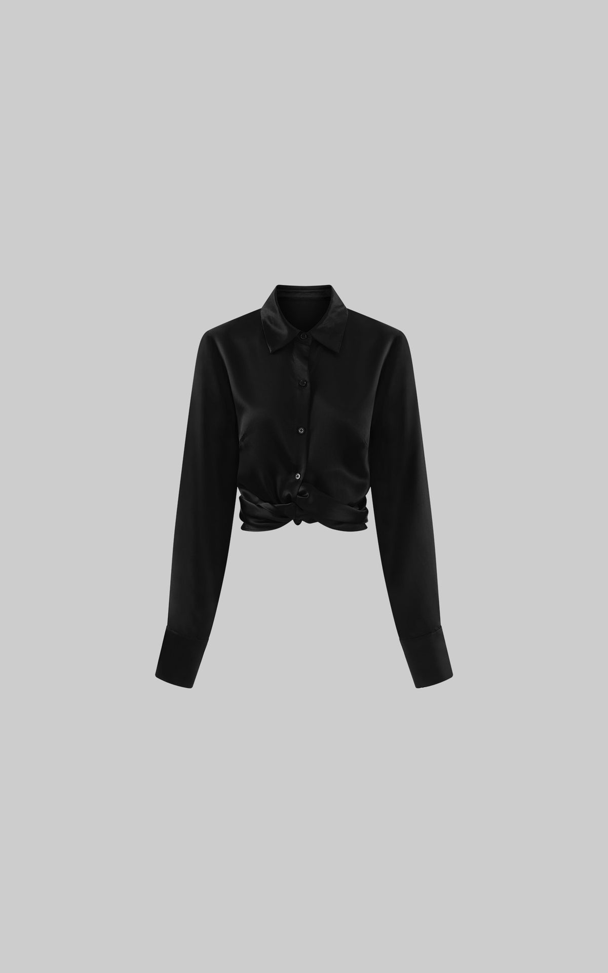 0122stepll Twisted Hem Satin Shirt