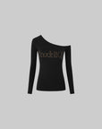 IAMXIAA Knock It Off Studded One-Shoulder Long Sleeve Tee