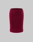 Hydrae Low-Rise Ribbed Midi Skirt with Lace-Trim Waist