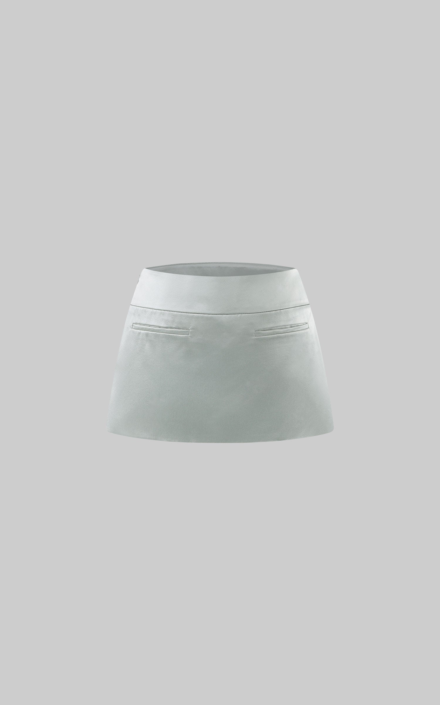 Hydrae Satin Low Rise Mini Skirt with Sculpted Waistband and Minimalist Silhouette