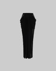 Rase le sol Draped Sheer Mesh Skirt with Lace Panels