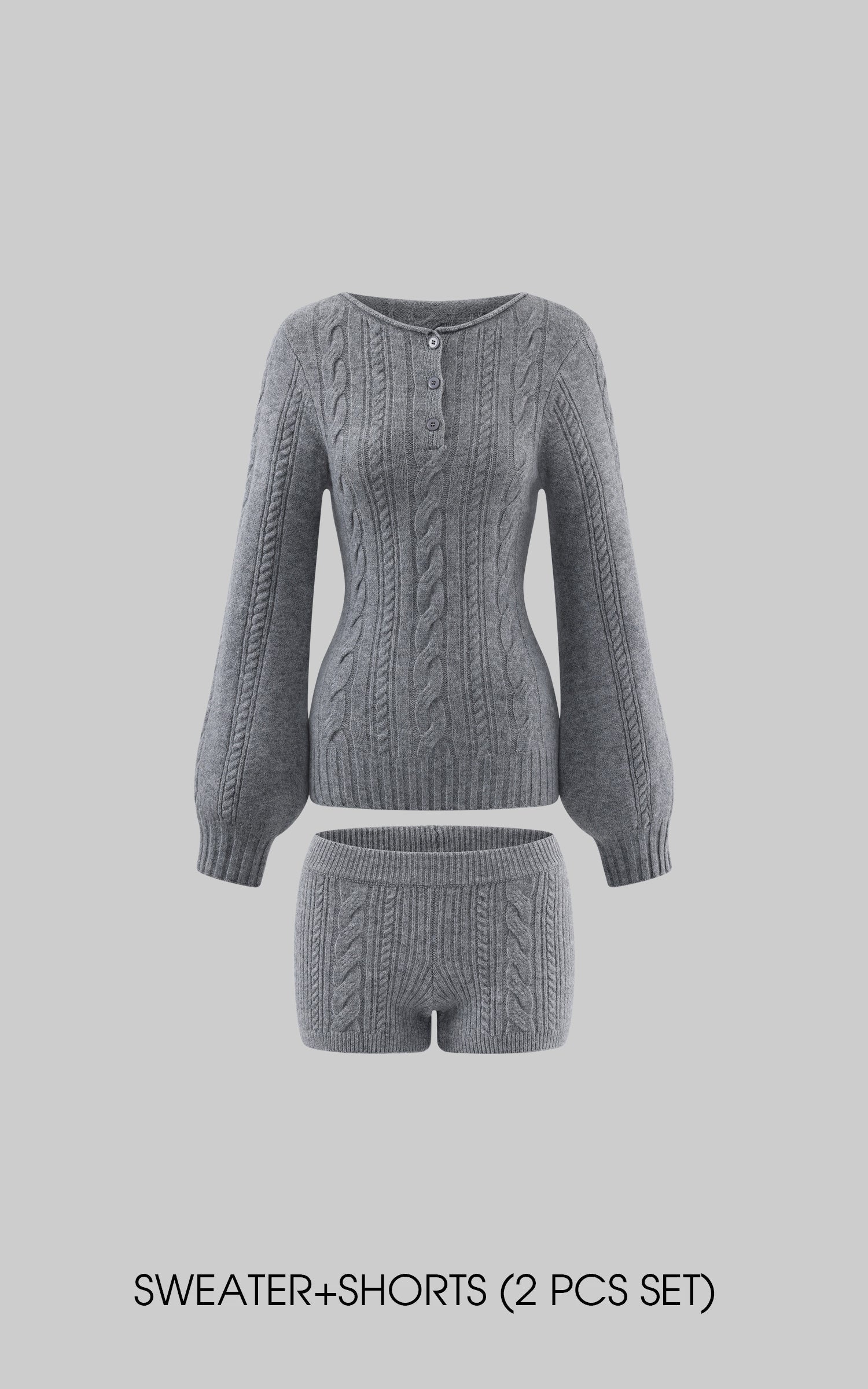 WARDEN EDGE Cable Knit Sweater &amp; Shorts Set with Matching Leg Warmers