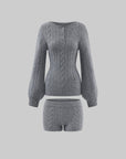 WARDEN EDGE Cable Knit Sweater & Shorts Set with Matching Leg Warmers