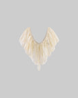 ROVENTE Haut court en dentelle crème drapé & Ensemble jupe longue en soie